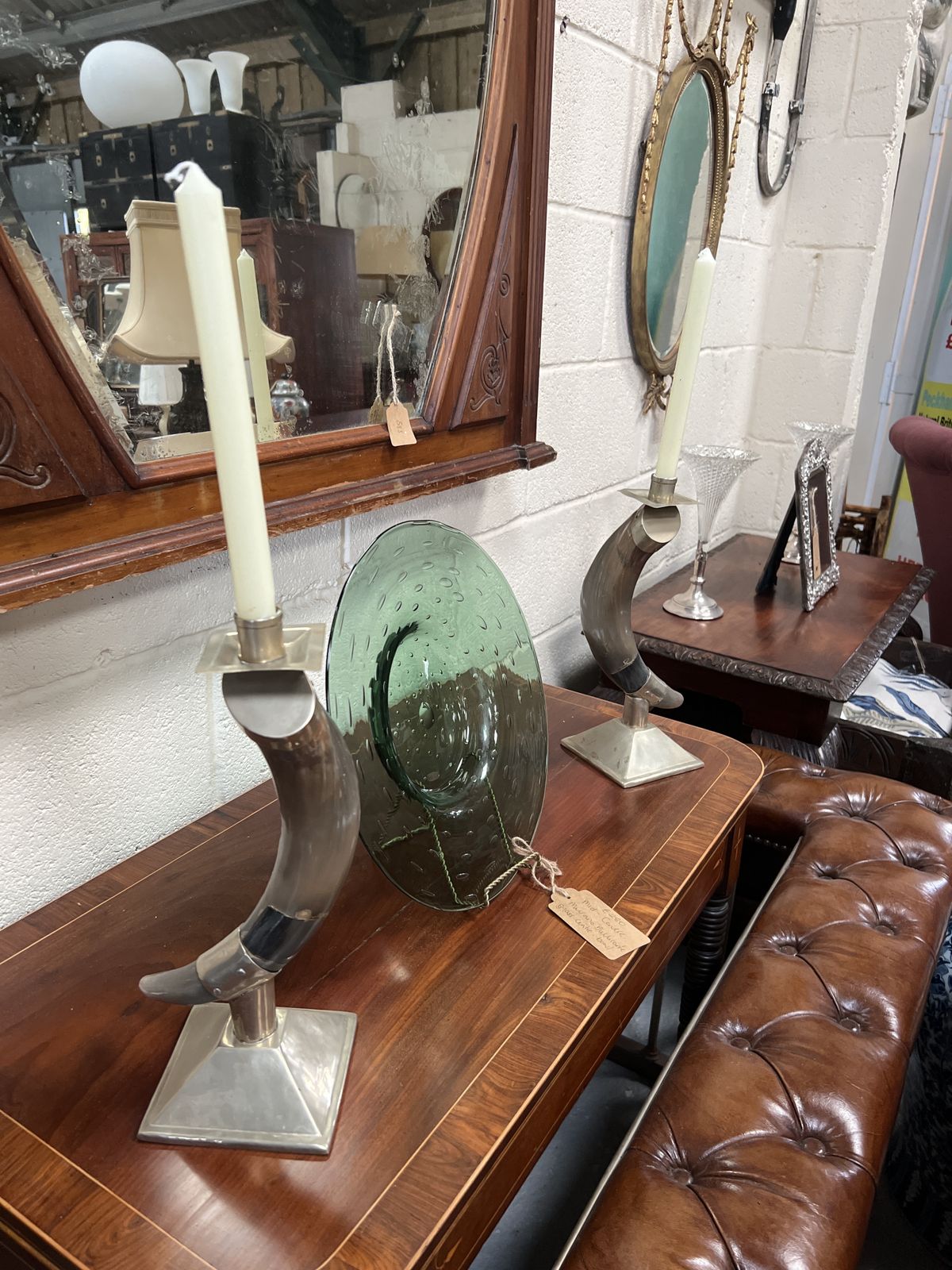 A Pair Of South American Alpaca And Horn Candlesticks photo 345.0