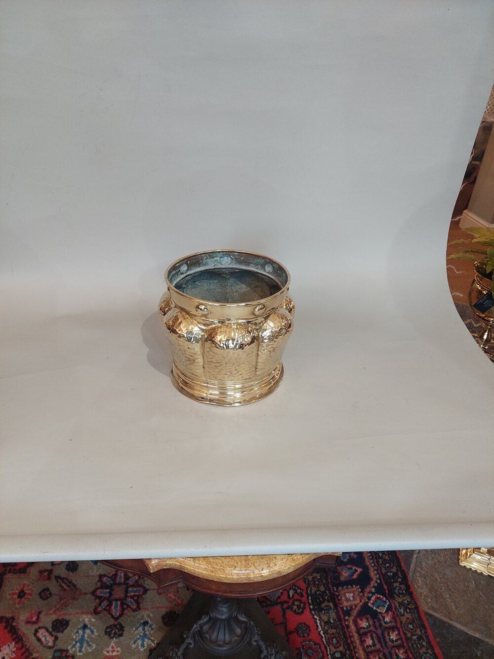Arts And Crafts Beaten Brass Planter C1900 photo for sale