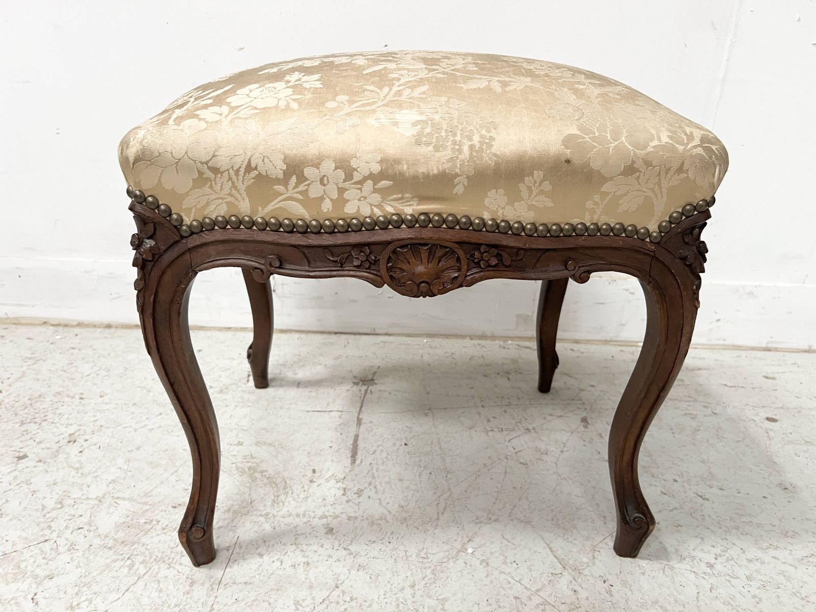 Set Of Two Chairs And A Stool In The Louis XV Style, Made Of Walnut. photo vinterior