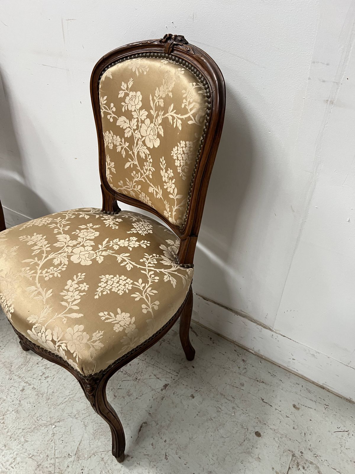photo furniture Set Of Two Chairs And A Stool In The Louis XV Style, Made Of Walnut.