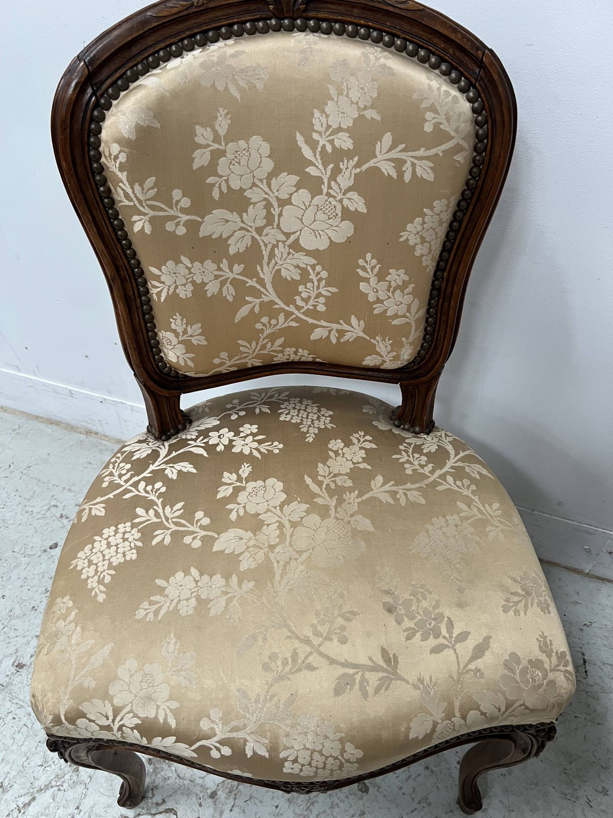 Furniture Set Of Two Chairs And A Stool In The Louis XV Style, Made Of Walnut. photo