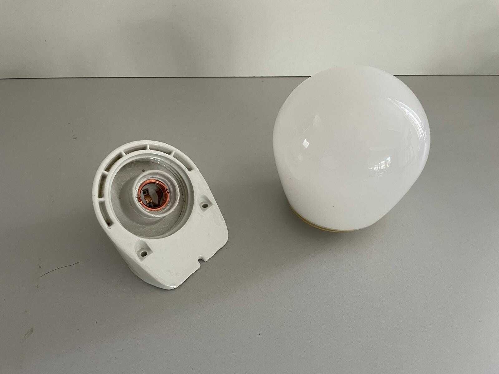 Lighting Opaline Glass & Porcelain Pair Of Bathroom Wall Lights By Wilhelm Wagenfeld For Lindner, 1940s, Germany photo