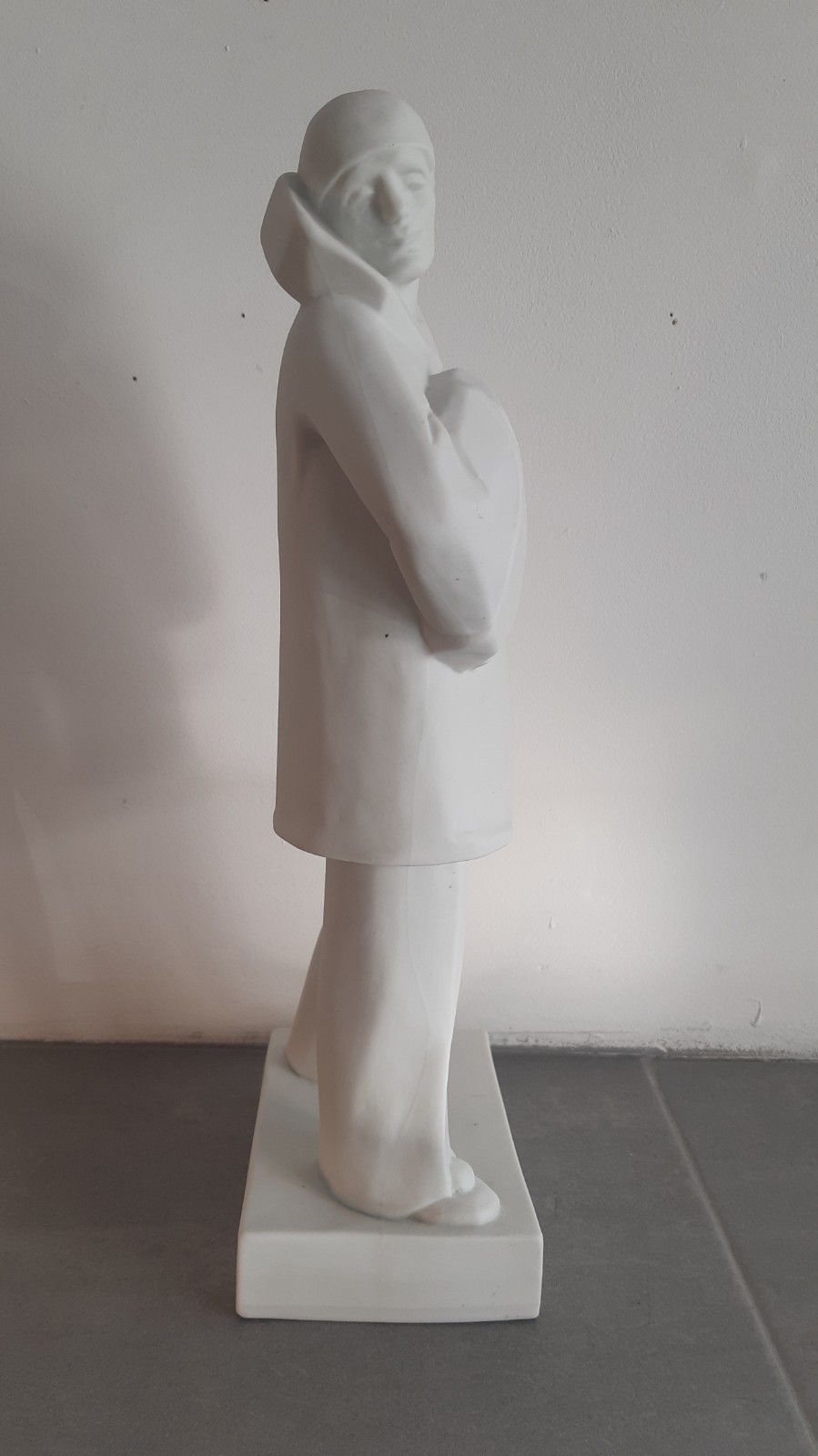Antique French Art Deco Bisque 1930's Figure Eugene Riboulet 'Paillasse' Clown photo furniture