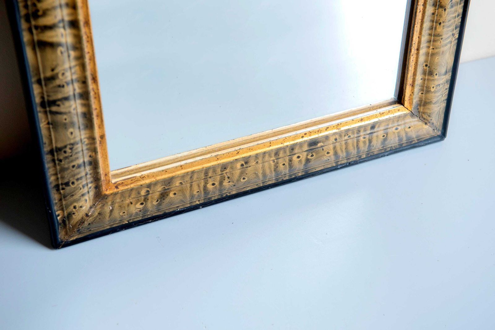 Antique Louis Philippe Mirror 19th Century French Farmhouse Mirror Marbled Arch Frame Rustic Half Round Wall Mirror photo buy