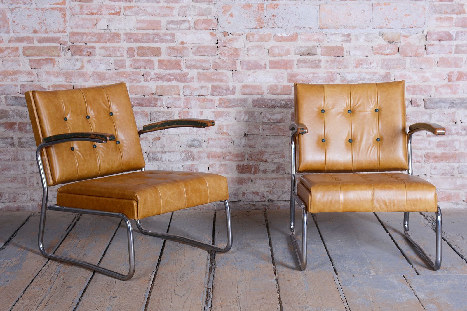 Pair Of Restored Bauhaus Armchairs, By Mücke Melder, Beech, Chrome, Czech, 1930s photo for sale