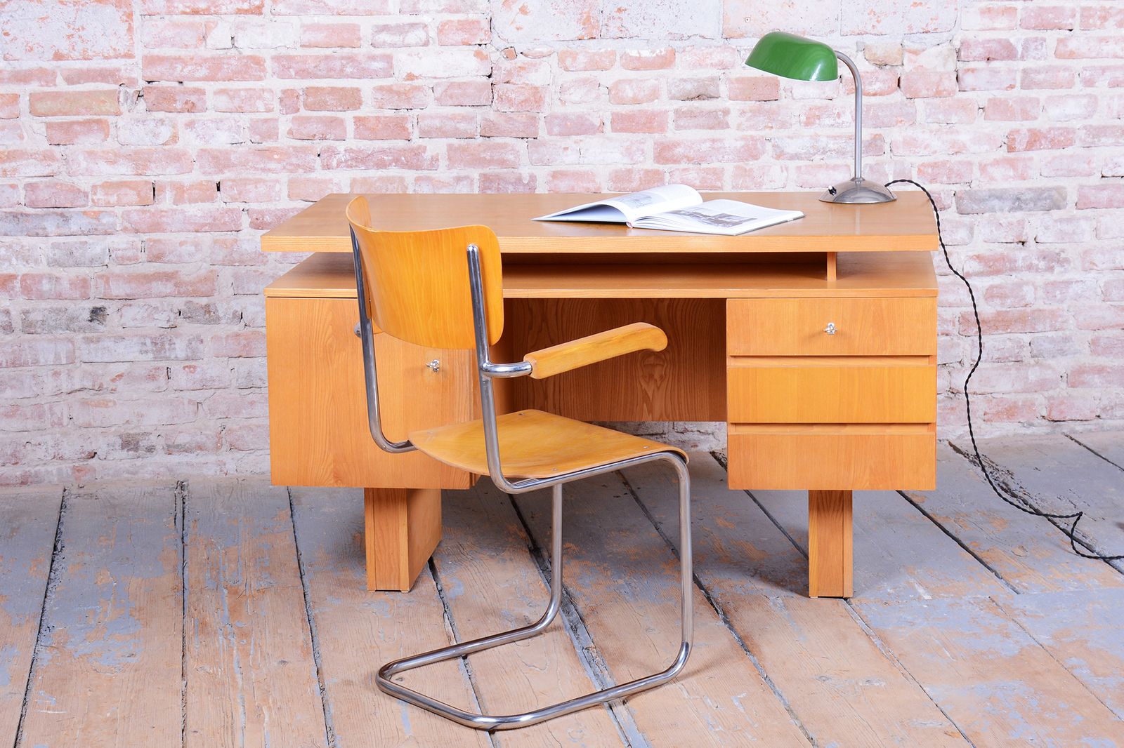 photo for sale Restored Mid Century Writing Desk, Ash, Revived Polish, Czech, 1960s