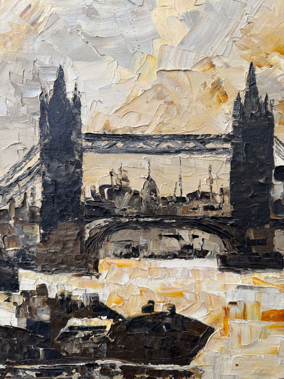 1967 Signed Oil On Canvas View Of London photo furniture