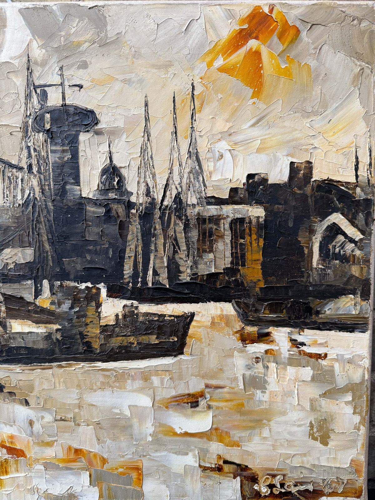 1967 Signed Oil On Canvas View Of London photo 295.0