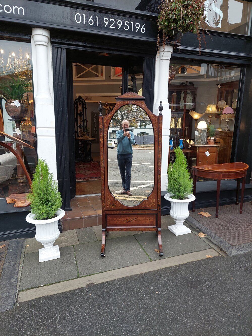 19thc Rosewood And Marquetry Inlaid Cheval Mirror photo furniture
