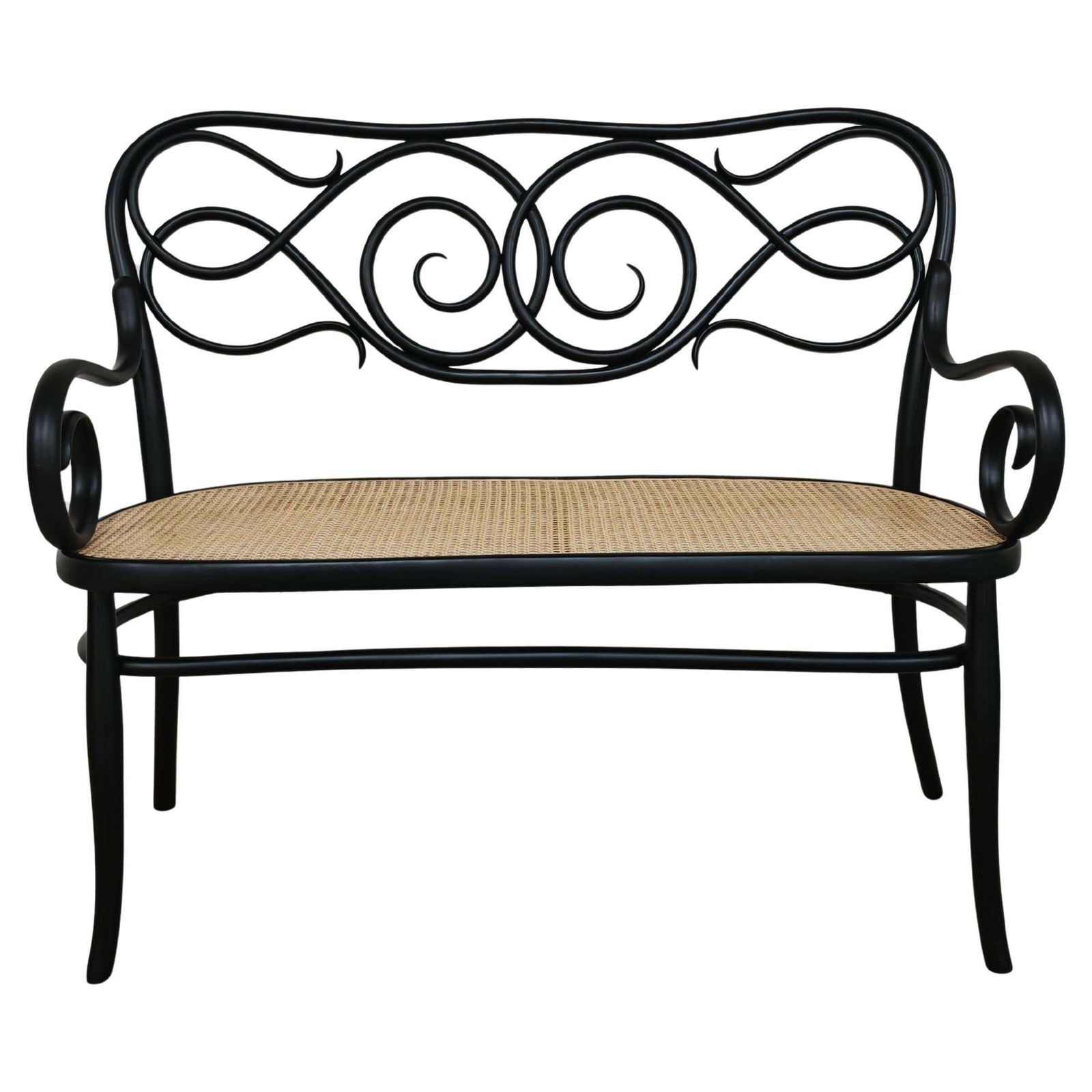 Art Nouveau Settee No. 2 In Bent Wood And Cane By Thonet Brothers, Austria 1870s