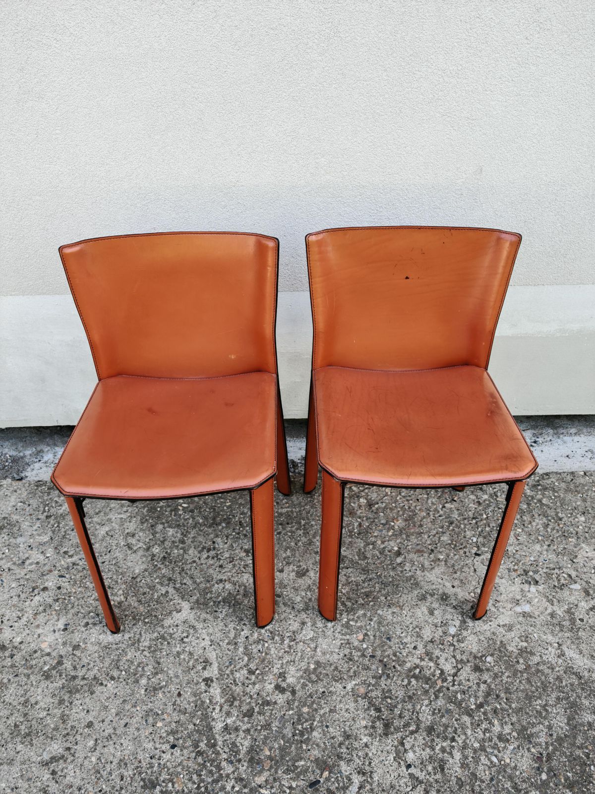 Pair Of Postmodern Leather Chairs By Giancarlo Vegni For Fasem, Italy 1984 photo furniture