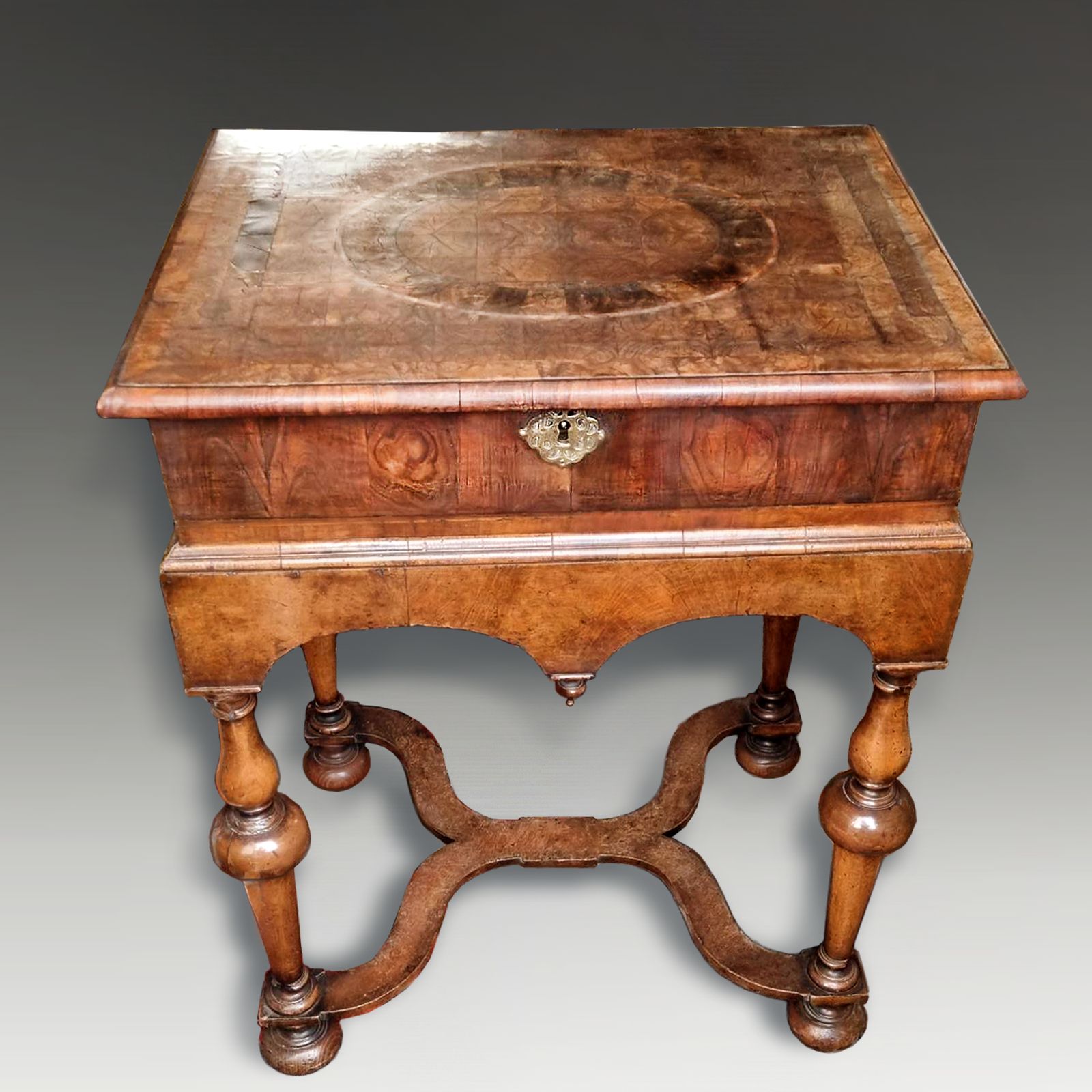 William And Mary Period   Walnut And Oyster Veneer Laburnum Large Box With Stand Circa 1690 photo 4975.0