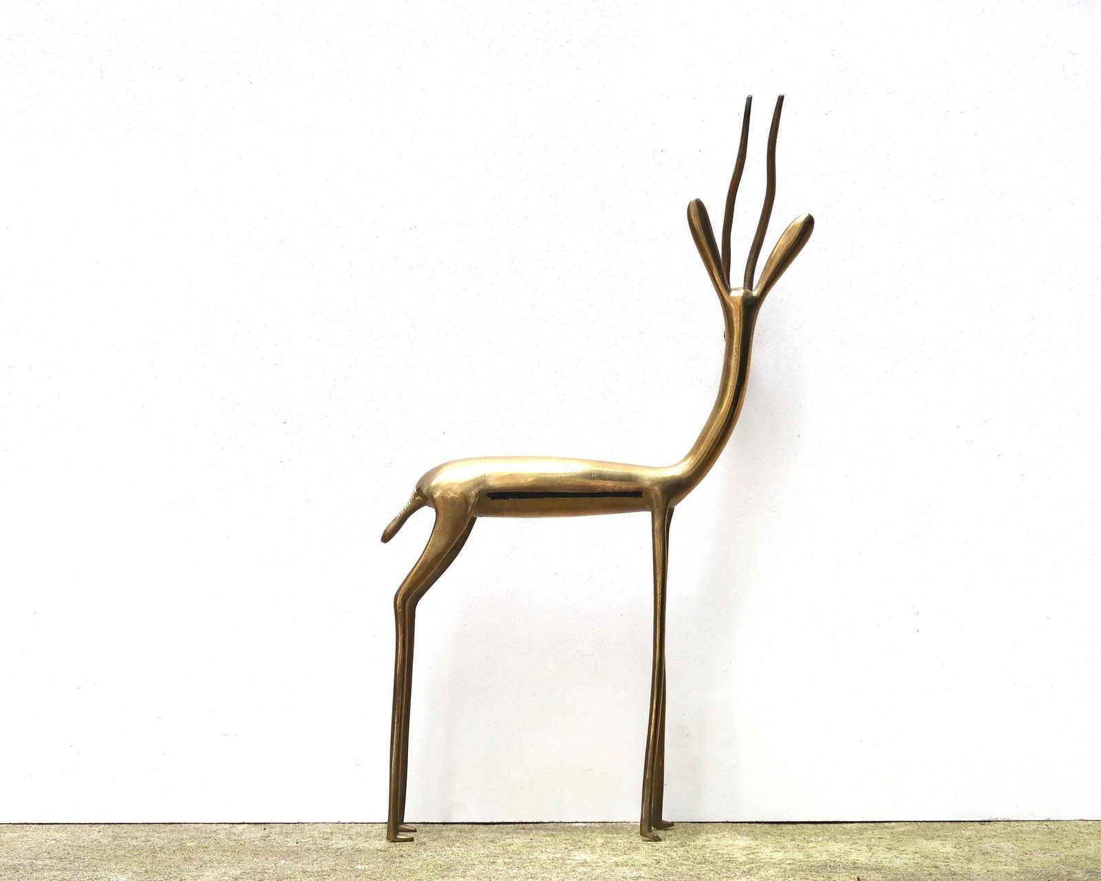 Large Brass Gazelle Or Antelope, 1950s / Vintage African Art Statue Sculpture Animal Boho Chic Bohemian Folk Savannah Africa Tribal photo Art