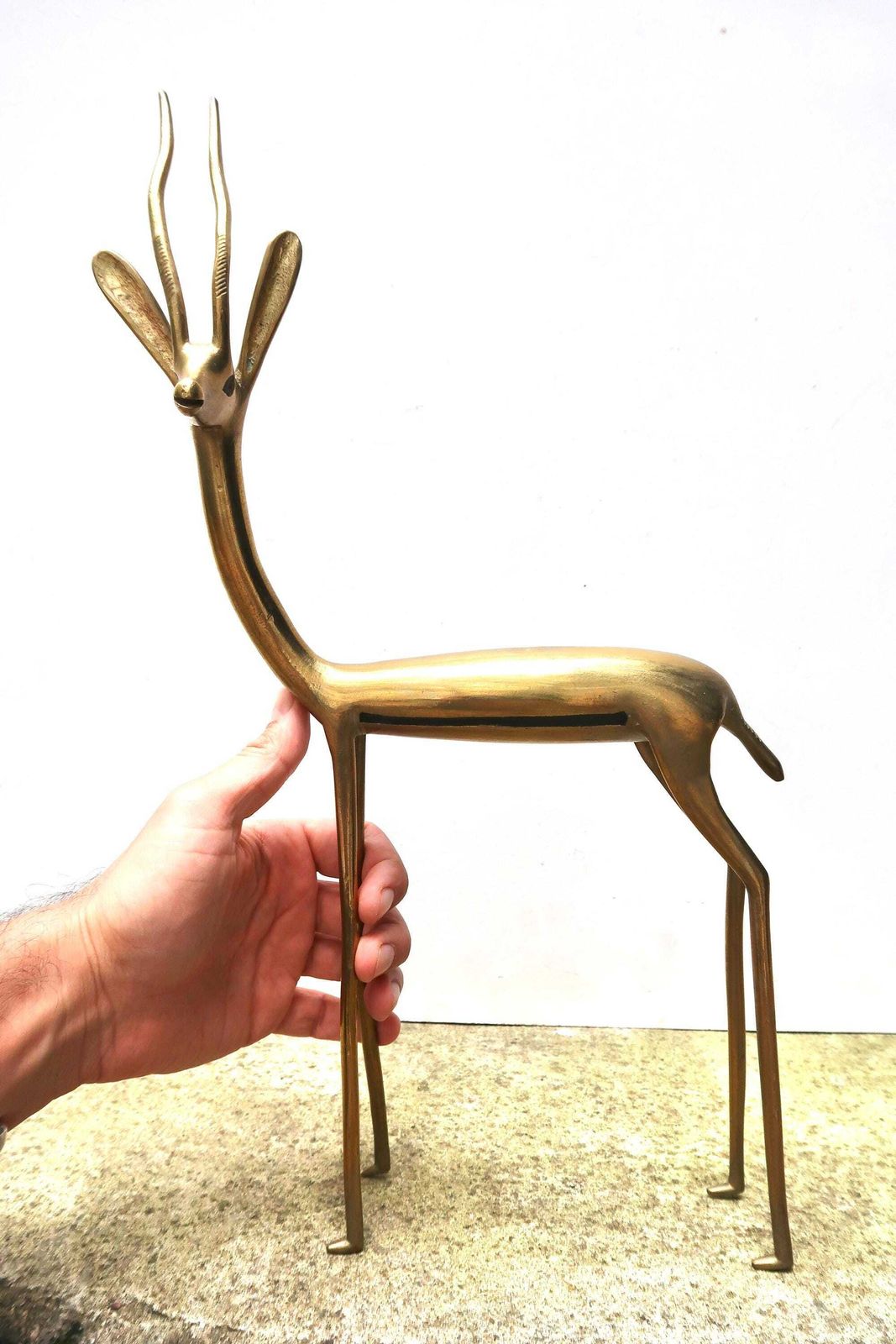 Large Brass Gazelle Or Antelope, 1950s / Vintage African Art Statue Sculpture Animal Boho Chic Bohemian Folk Savannah Africa Tribal photo vintage