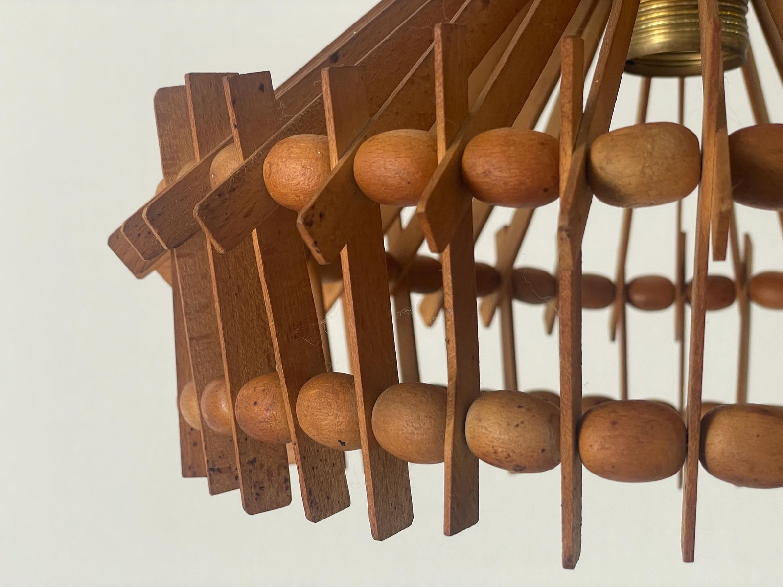 photo buy Italian Hand Crafted Pair Of Wood Pendant Lights, 1960s, Italy