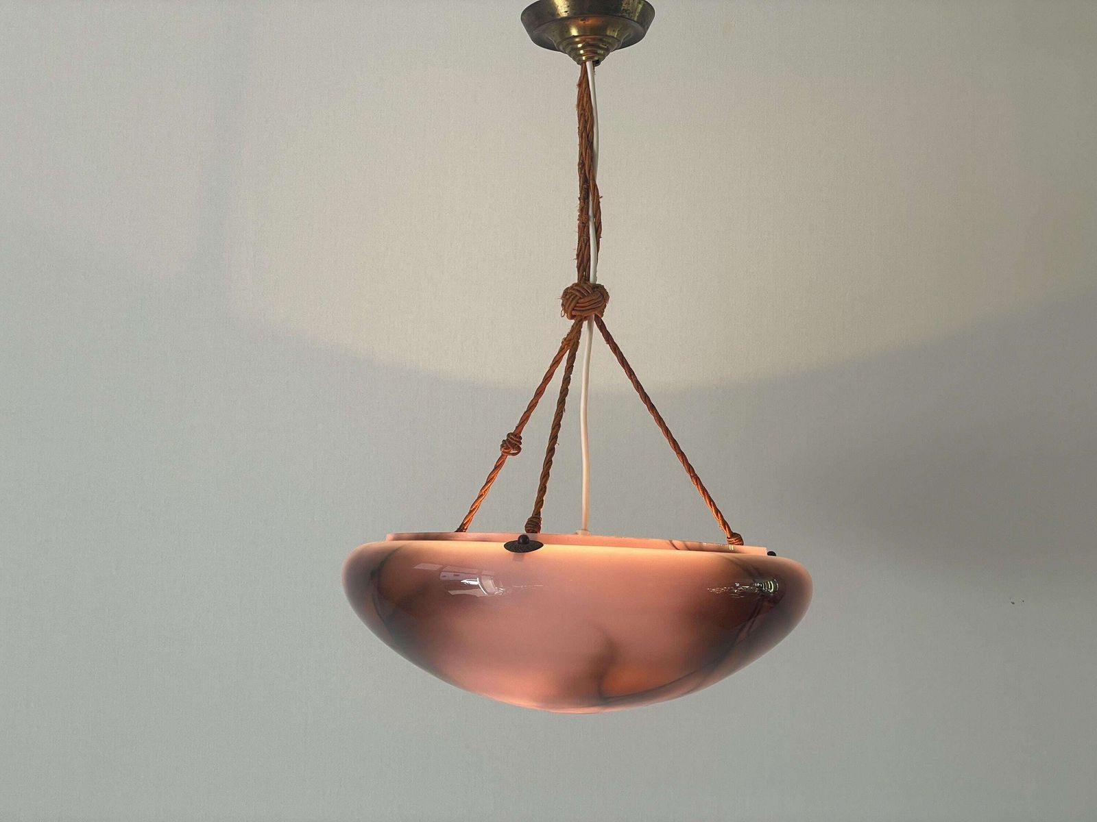 Art Deco Purple Glass Ceiling Lamp, 1940s, Germany photo Lighting