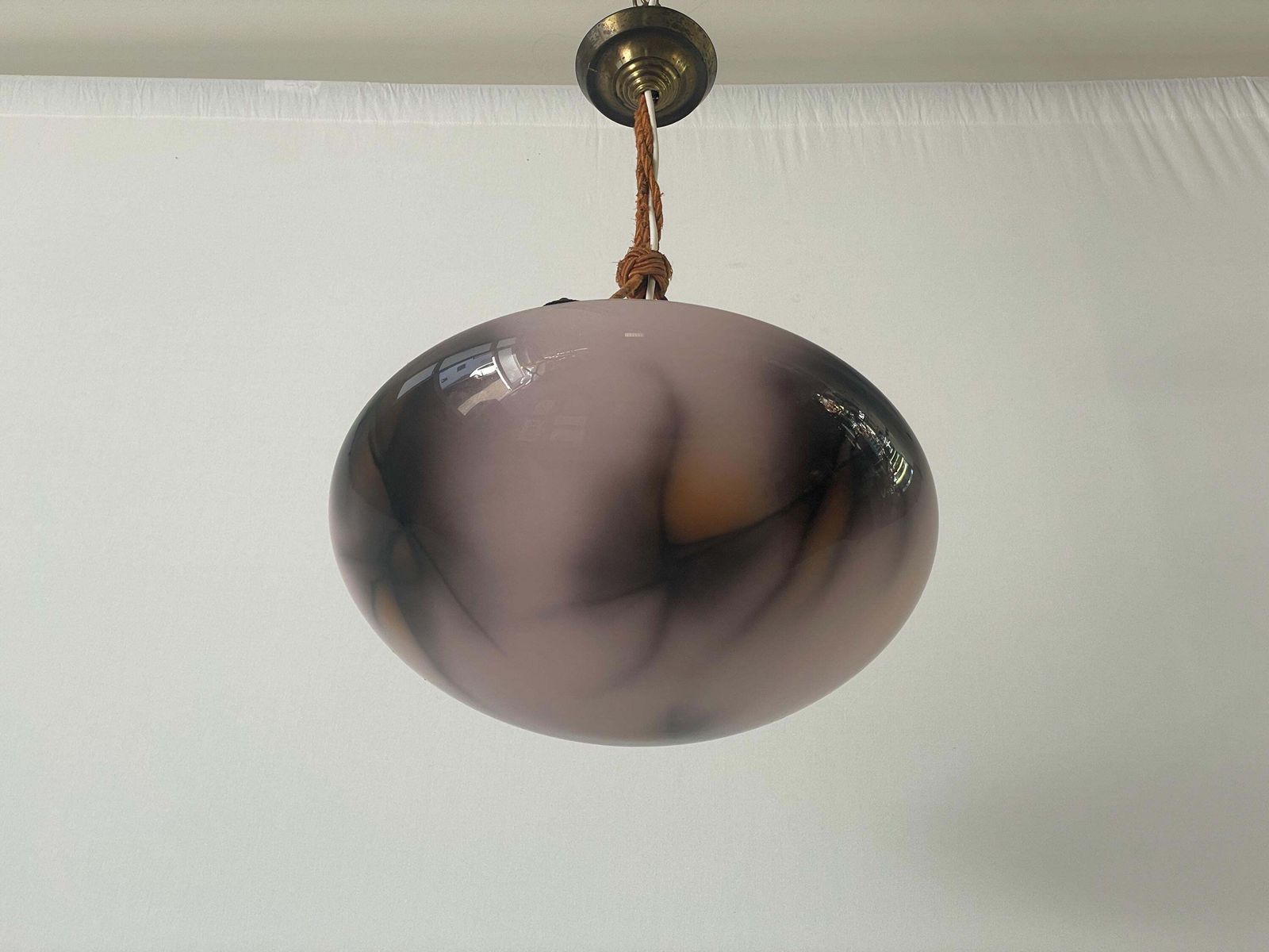 photo furniture Art Deco Purple Glass Ceiling Lamp, 1940s, Germany
