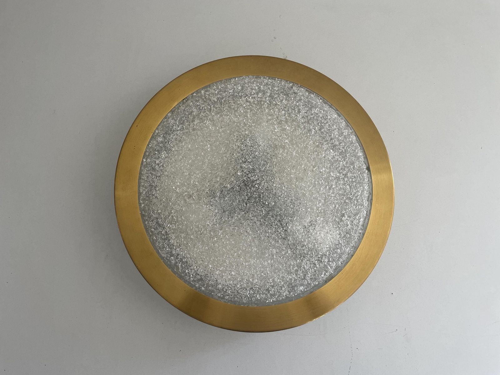 Mid Century Modern Ice Glass And Metal Flush Mount Ceiling Lamp By Doria, 1960s, Germany photo 1141.0