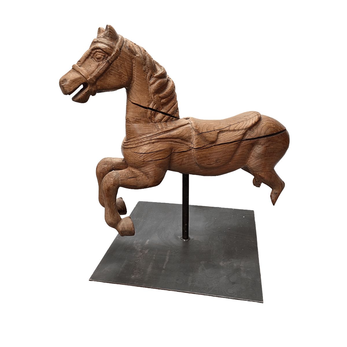 Antique Wooden Carousel Horse On Stand, Late 1800s