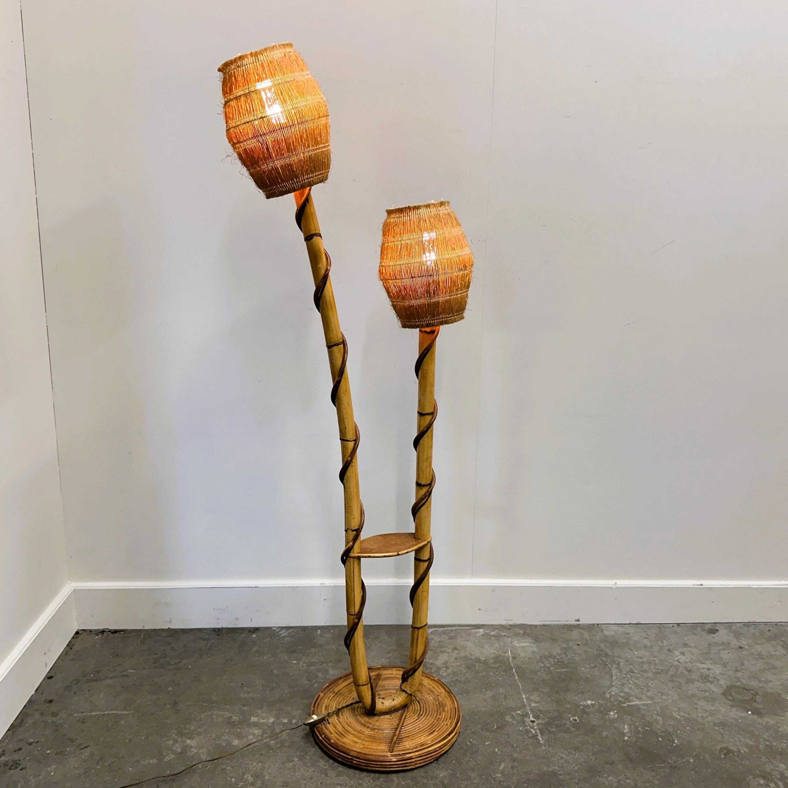 Louis Sognot Rattan And Wicker Floor Lamp, France, 1960s photo 1058.0