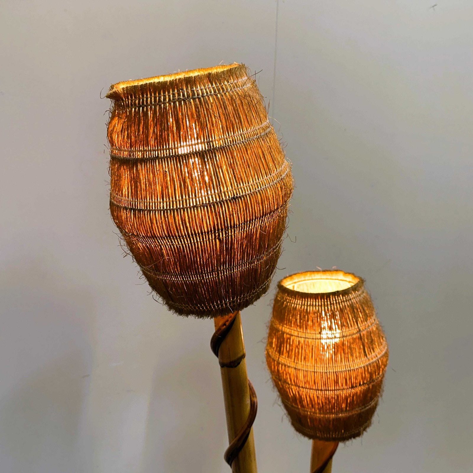 photo vintage Louis Sognot Rattan And Wicker Floor Lamp, France, 1960s