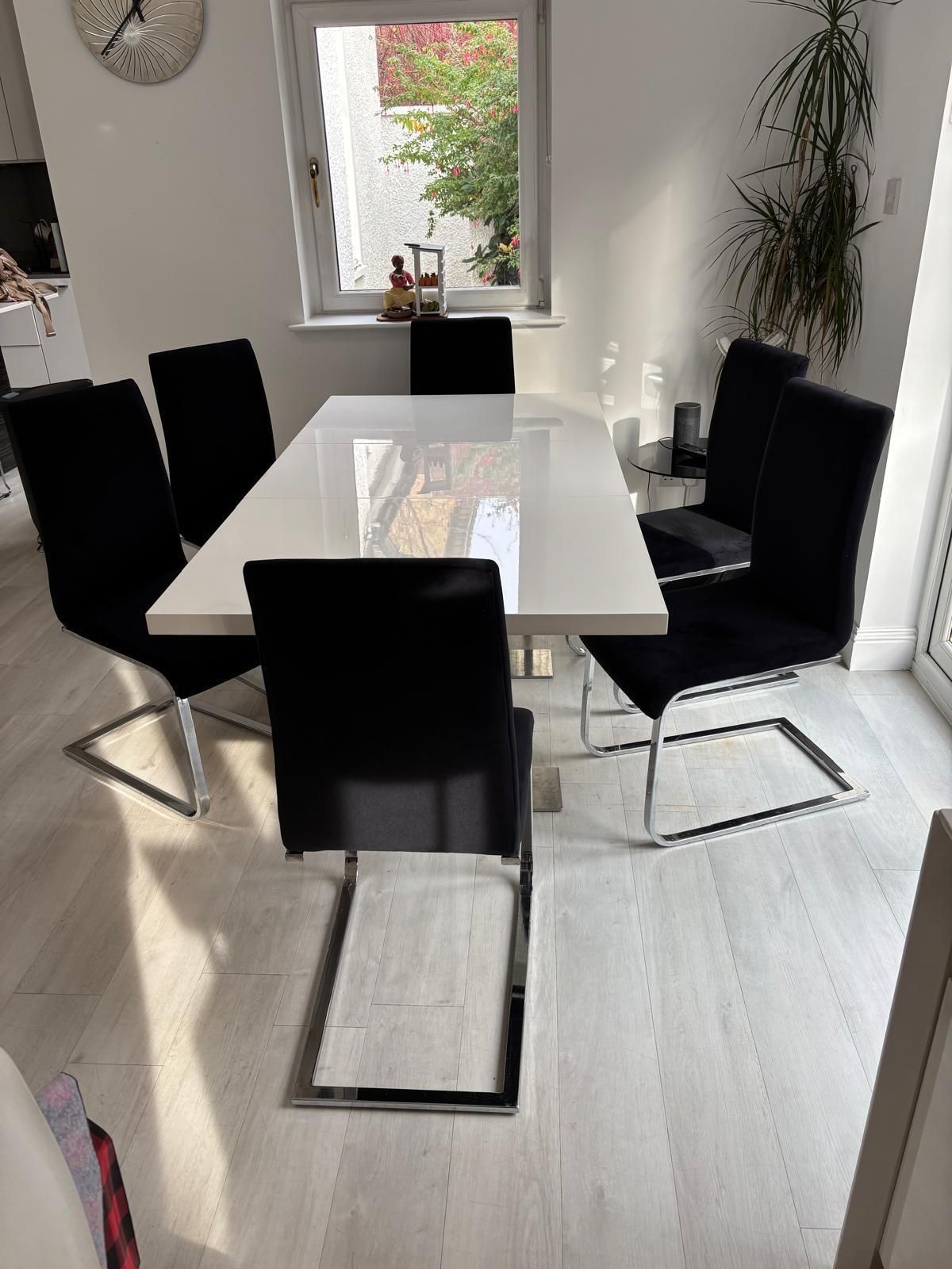 High Gloss White Dining Table, 6 Chairs And Unit (Sterling Furniture) photo furniture
