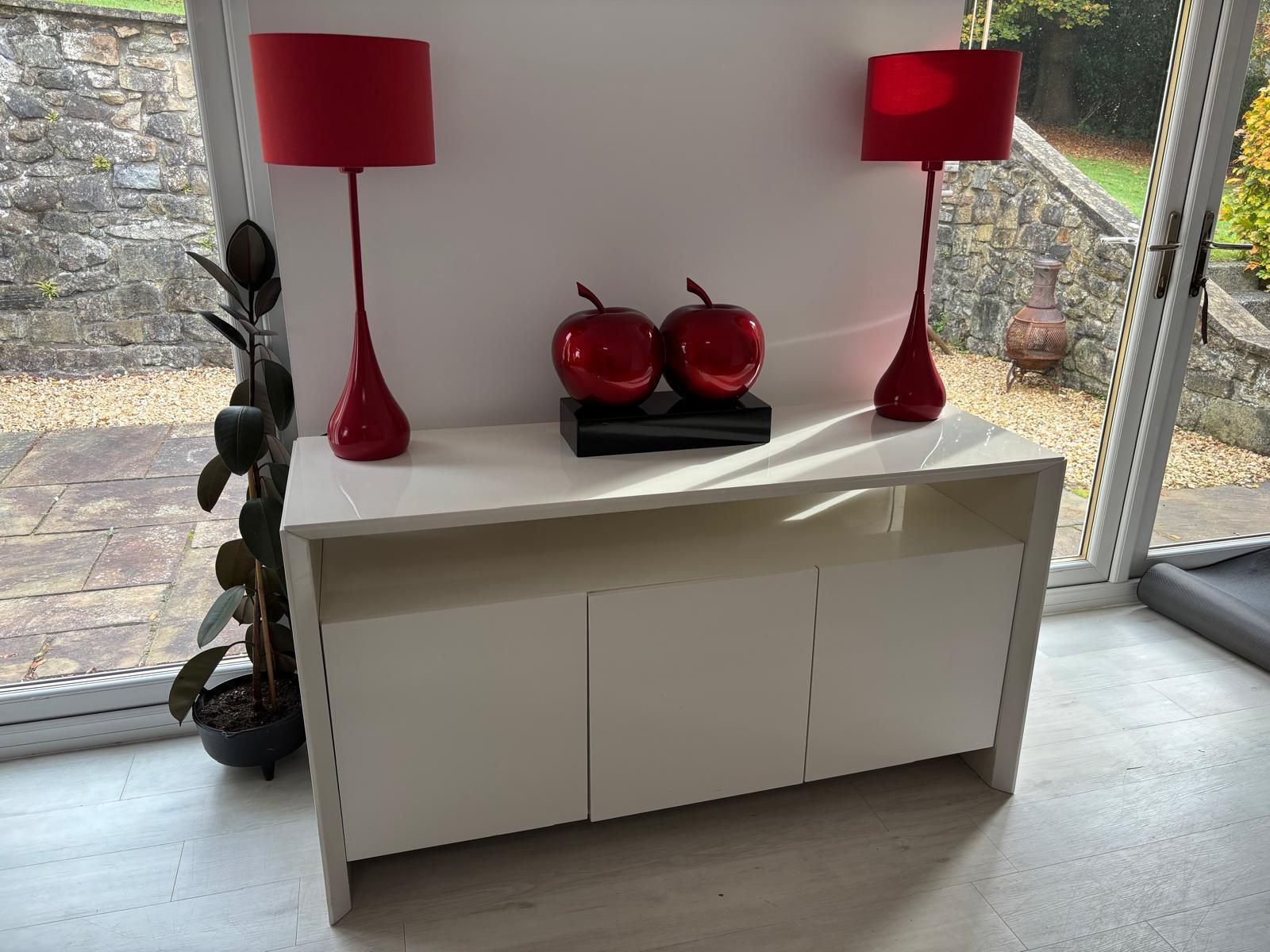 High Gloss White Dining Table, 6 Chairs And Unit (Sterling Furniture) photo Furniture