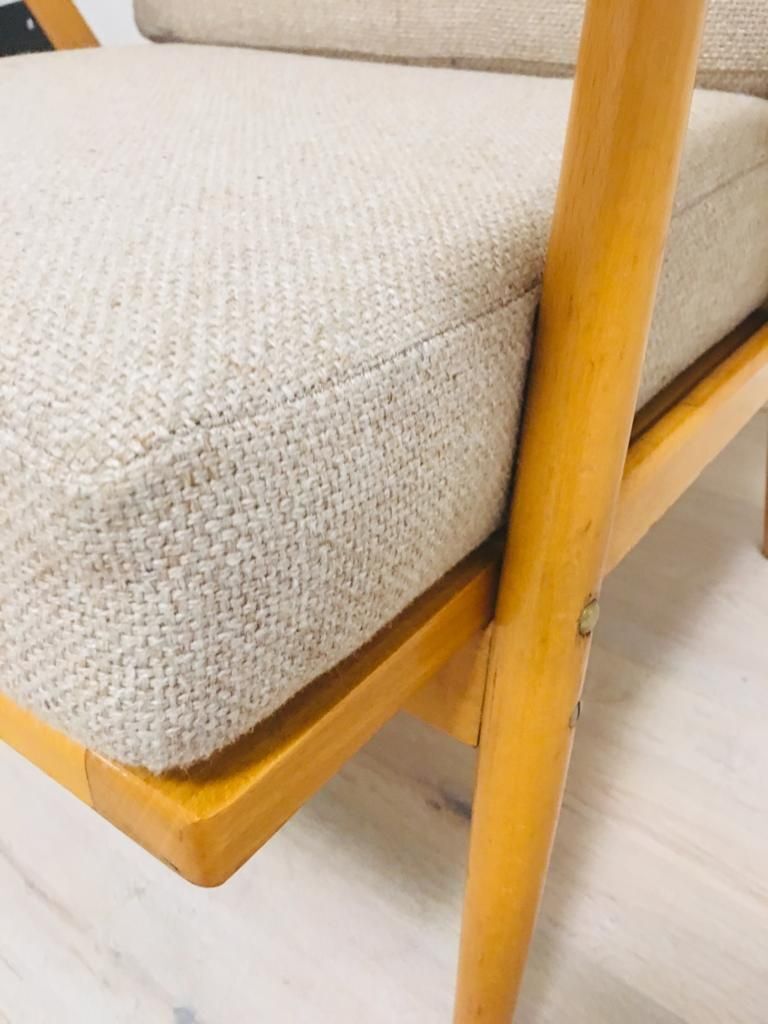 Modernist Beech Boomerang Armchairs From Ton, 1960s photo vinterior