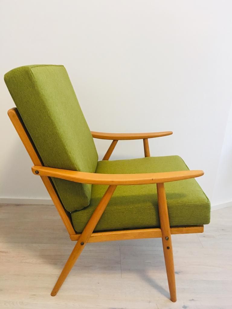 Green Boomerang Armchair From Thonet, 1960s photo vintage