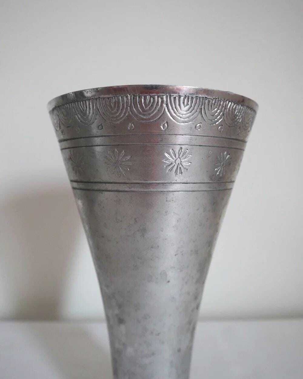 Vintage Flared Aluminium Vase photo Home Decor