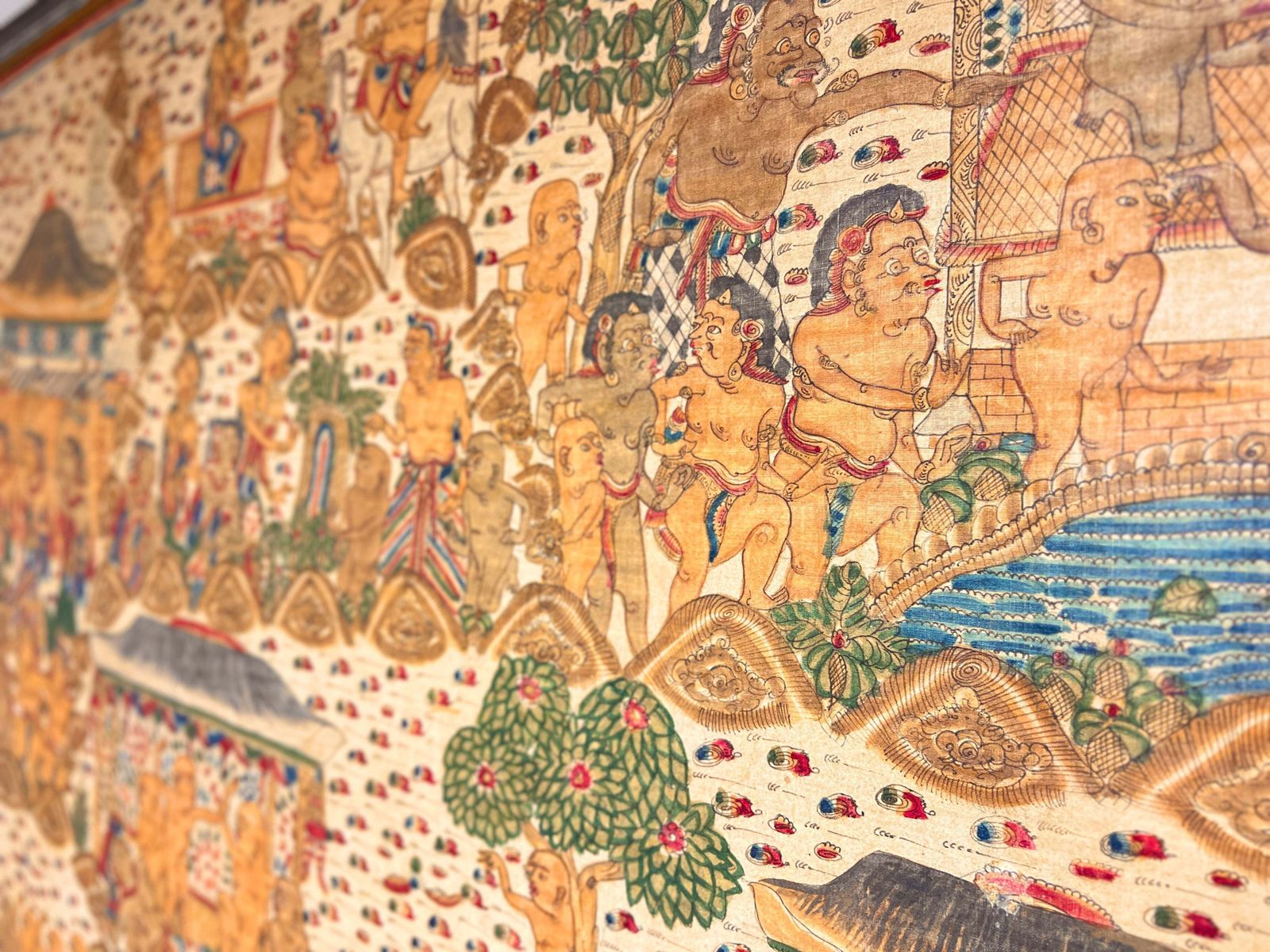 Balinese, Wayang Style Kamasan Painting On Batik Cloth photo vinterior