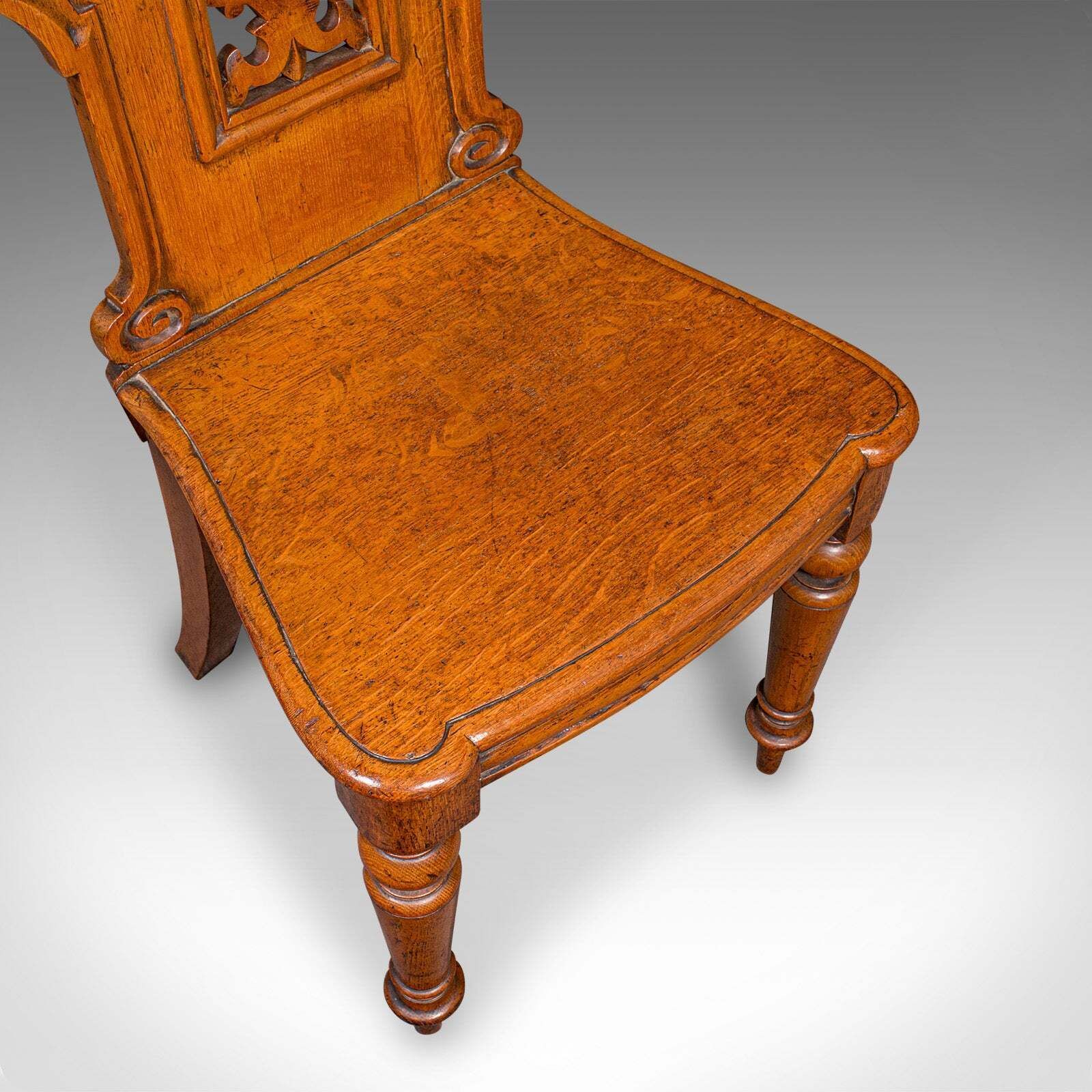 photo for sale Pair Of Antique Hall Chairs, Scottish, Oak, Reception Seats, Regency, Circa 1830