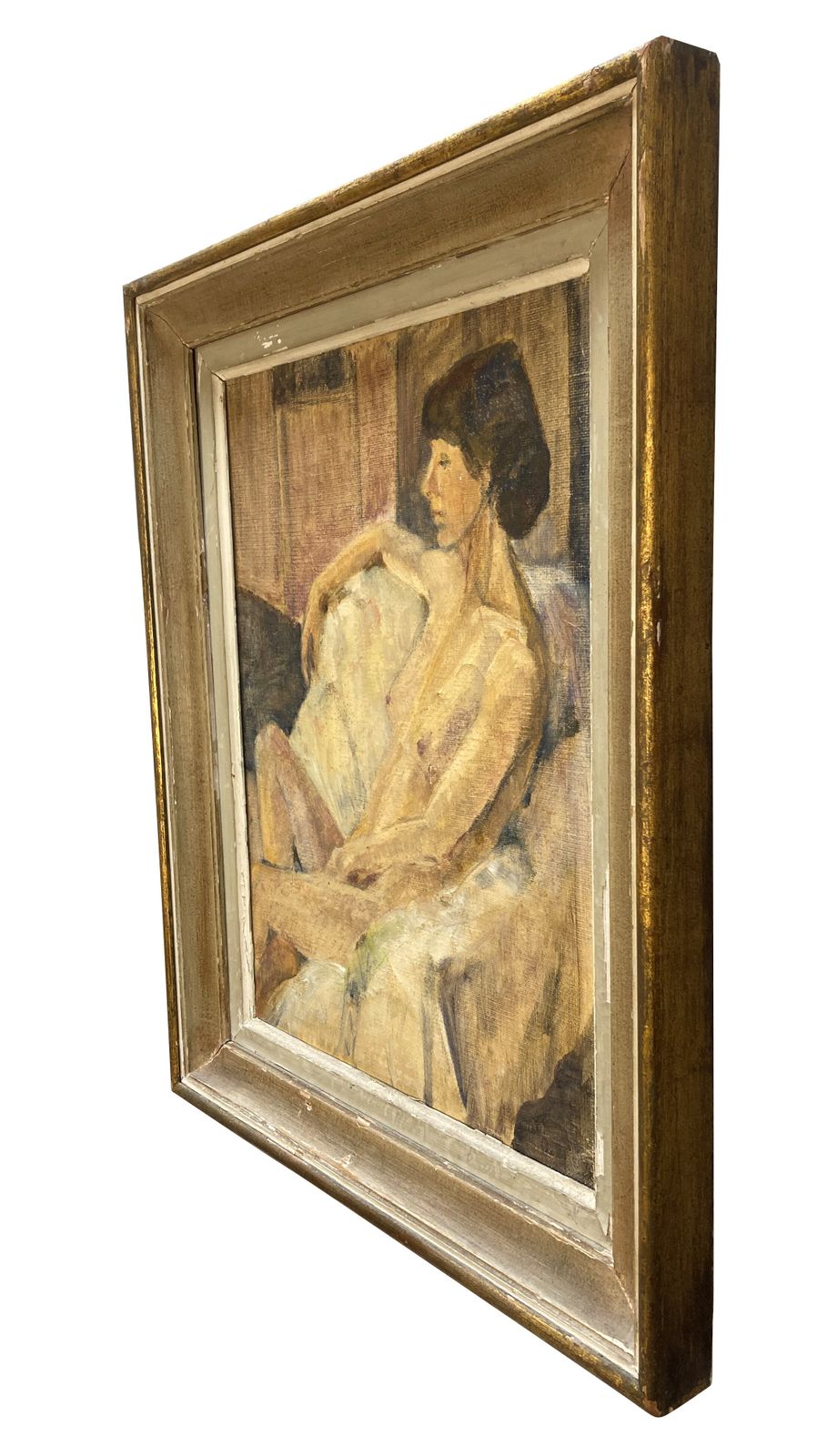 An English Framed Oil On Canvas Of A Female Nude photo furniture