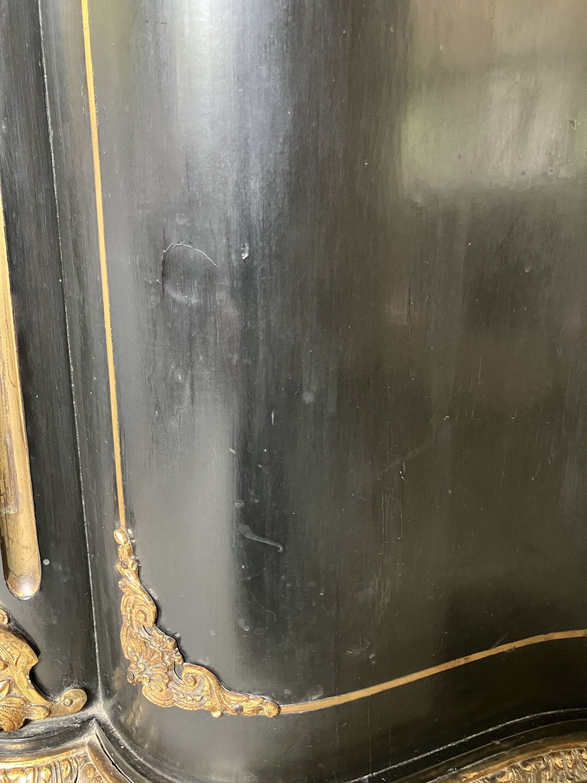 19c Ebonised Mahogany & Gilt Metal Ormolu Boulle Credenza With Sevres Style Plaque photo 2890.0