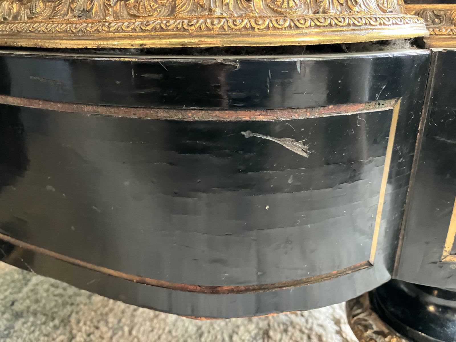 Furniture 19c Ebonised Mahogany & Gilt Metal Ormolu Boulle Credenza With Sevres Style Plaque photo