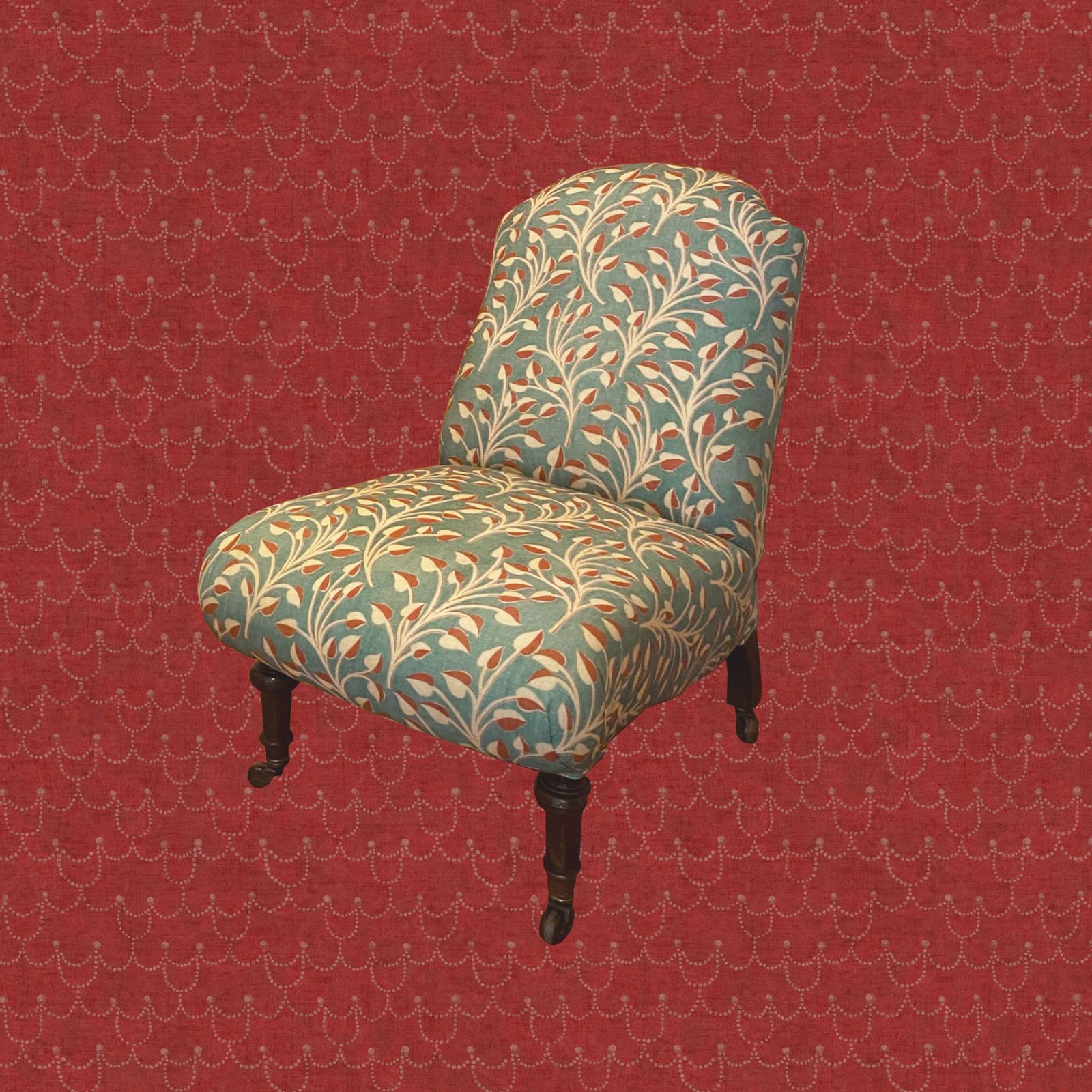 Antique Slipper Chair In Robert Kime Fabric photo Furniture