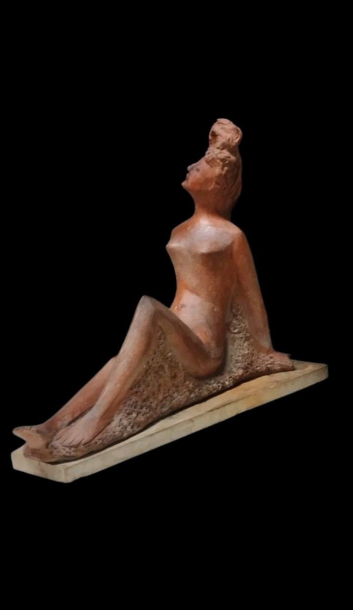 Female Nude Sculpture "Alberto Sparapani" Terracotta Signed photo furniture