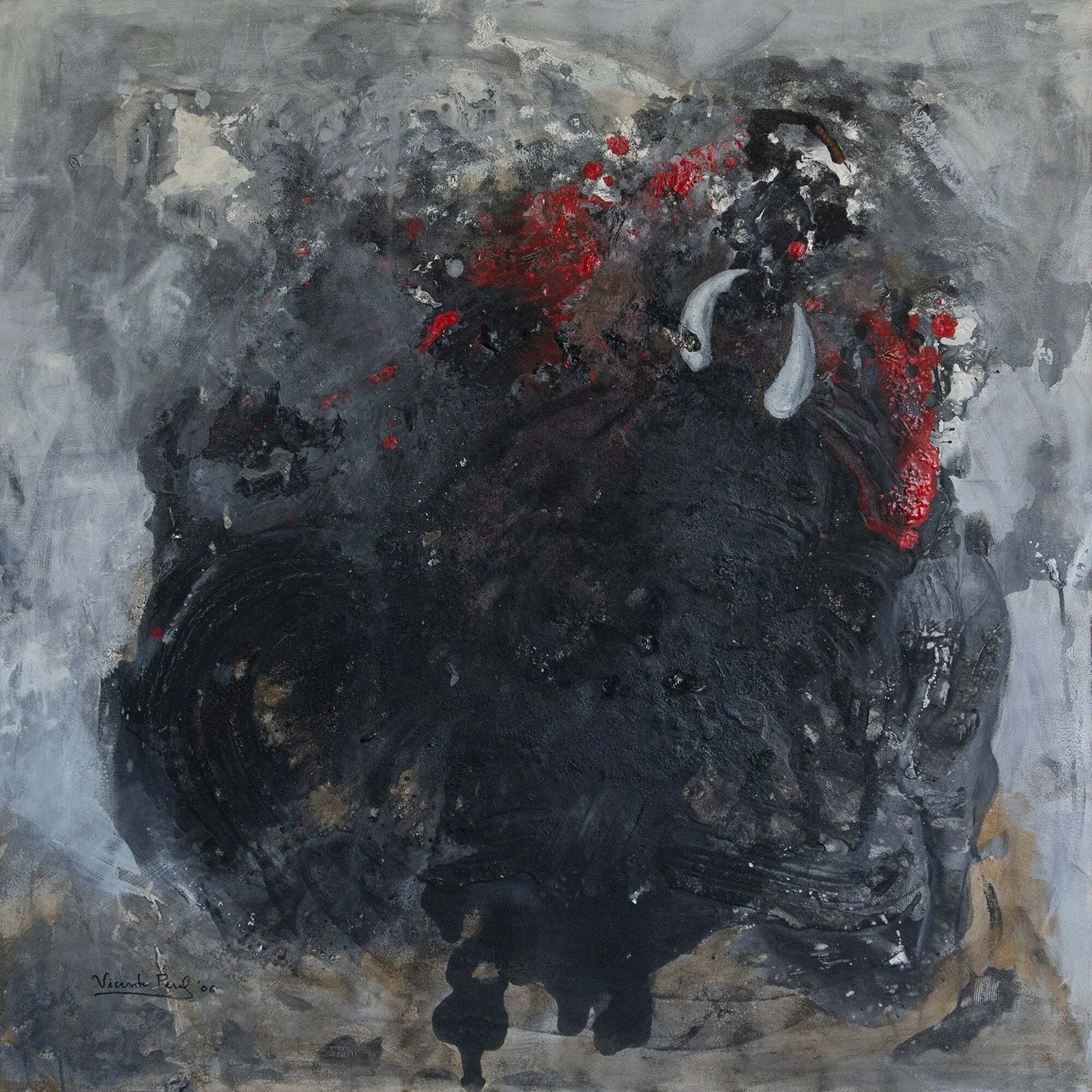 Abstract Expressionist Composition – Original Mixed Media On Canvas