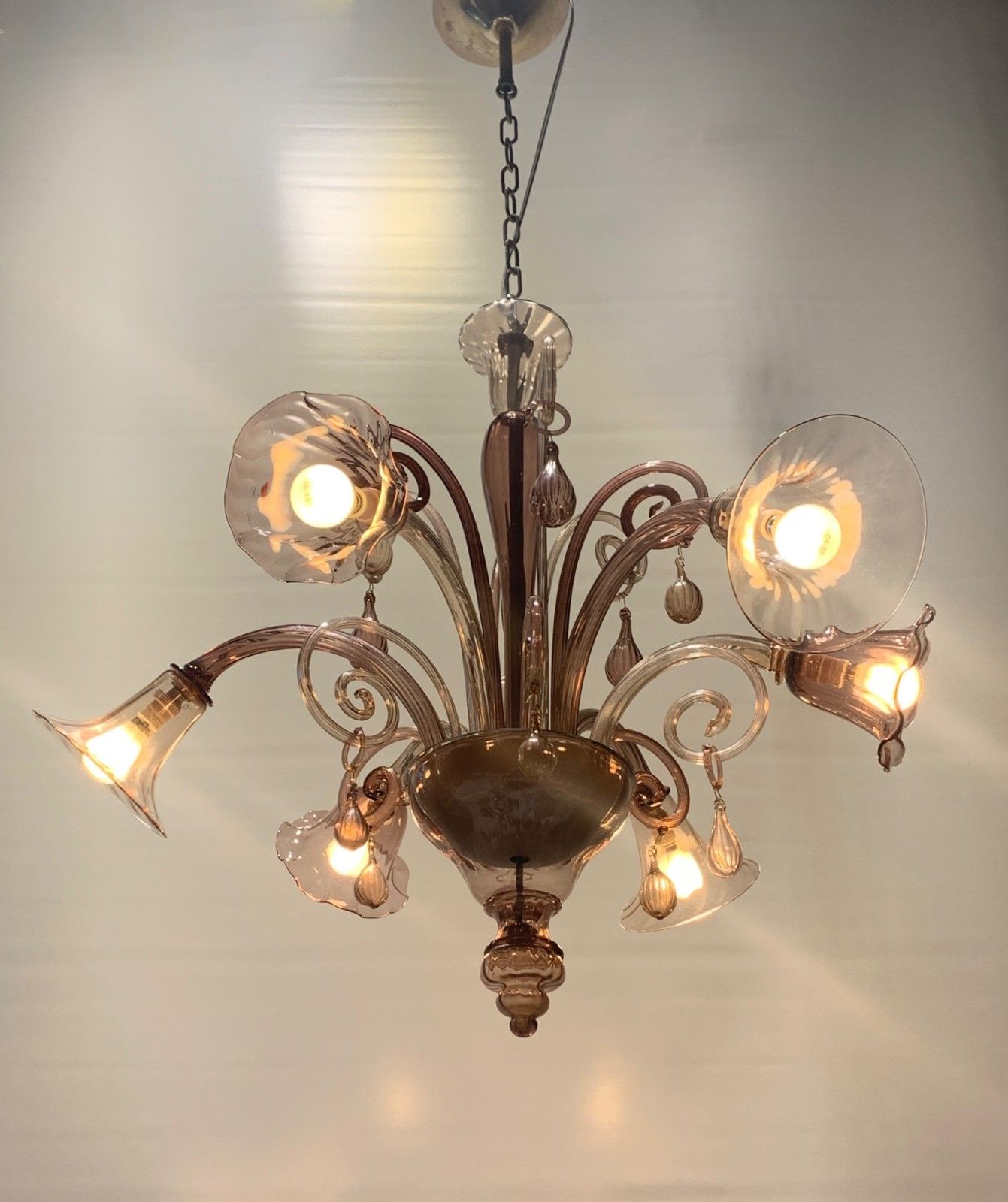 Vintage Murano Chandelier Attributed To Venins Rare Purple 1930 Italy photo 1675.0
