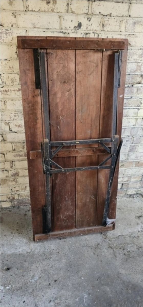 Early 20th Century Pine And Iron Trestle Work Table England, Circa 1900 photo 300.0