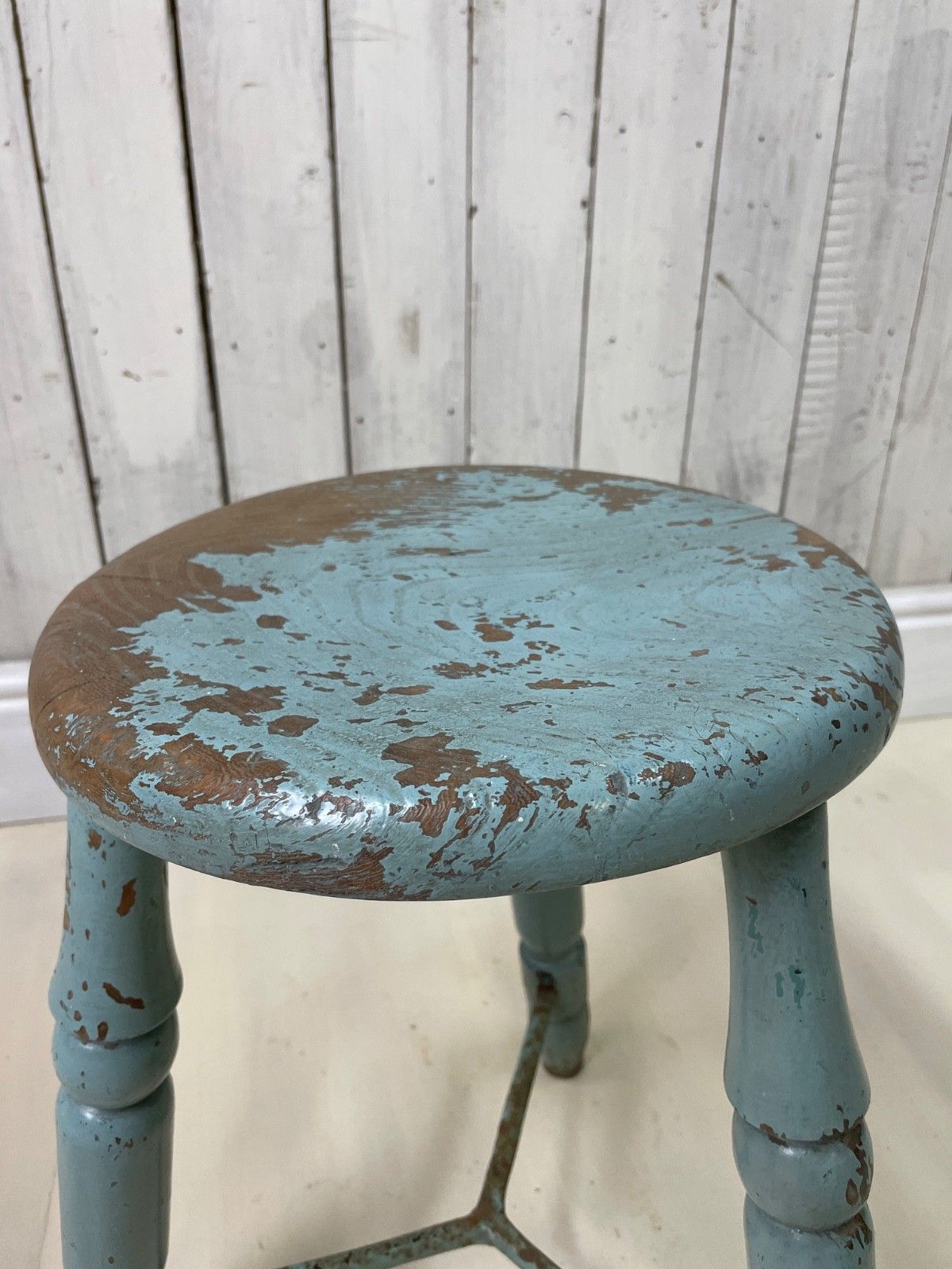 English Painted Victorian Turned Lace Makers Stool Rustic Country Chic Farmhouse photo 145.0