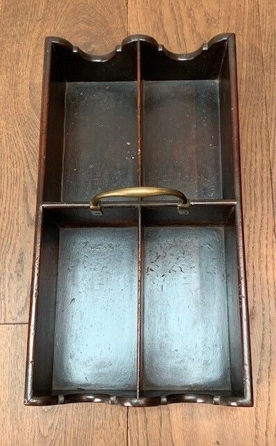 photo for sale Very Fine George III Mahogany And Brass Four Section Wine Bottle Carrier Or Caddy