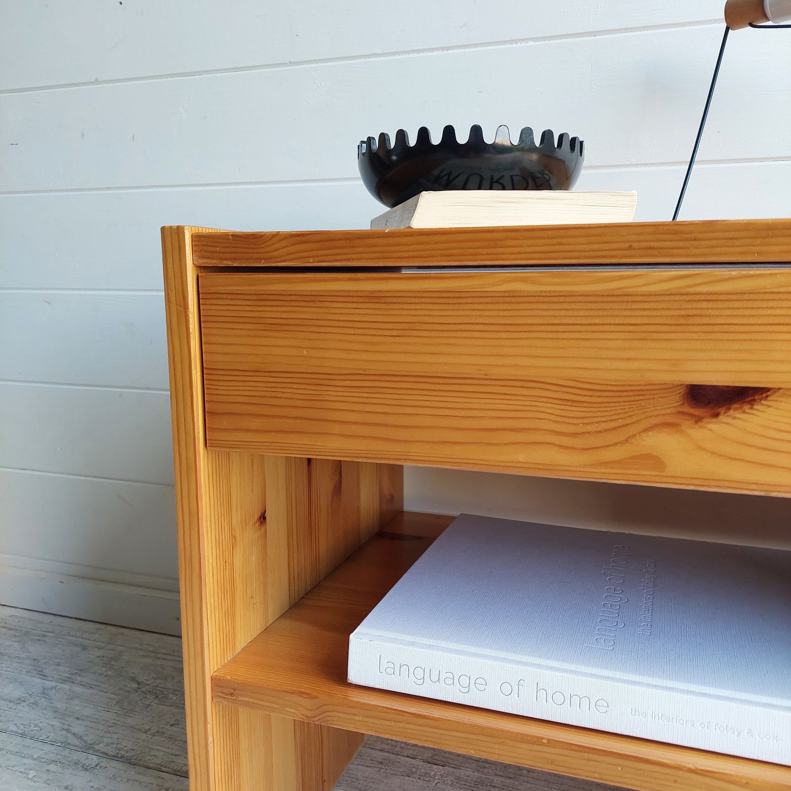 Furniture Mid Century Nightstand Scandinavian Pine Bedside Table Les Arcs Perriand Style 1970s, Sweden photo