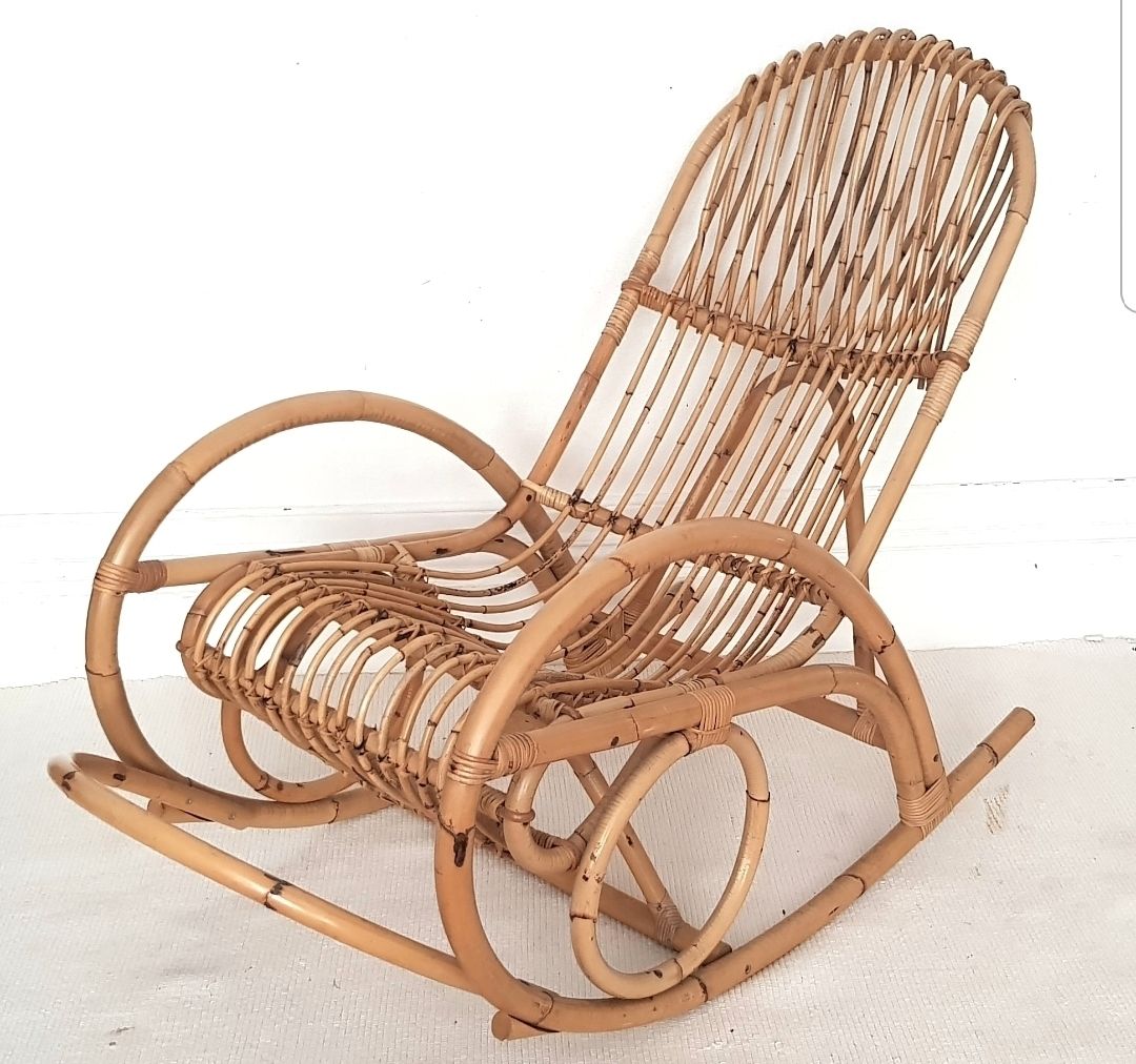 Mid Century Italian Bamboo Rocking Chair, Franco Albini.