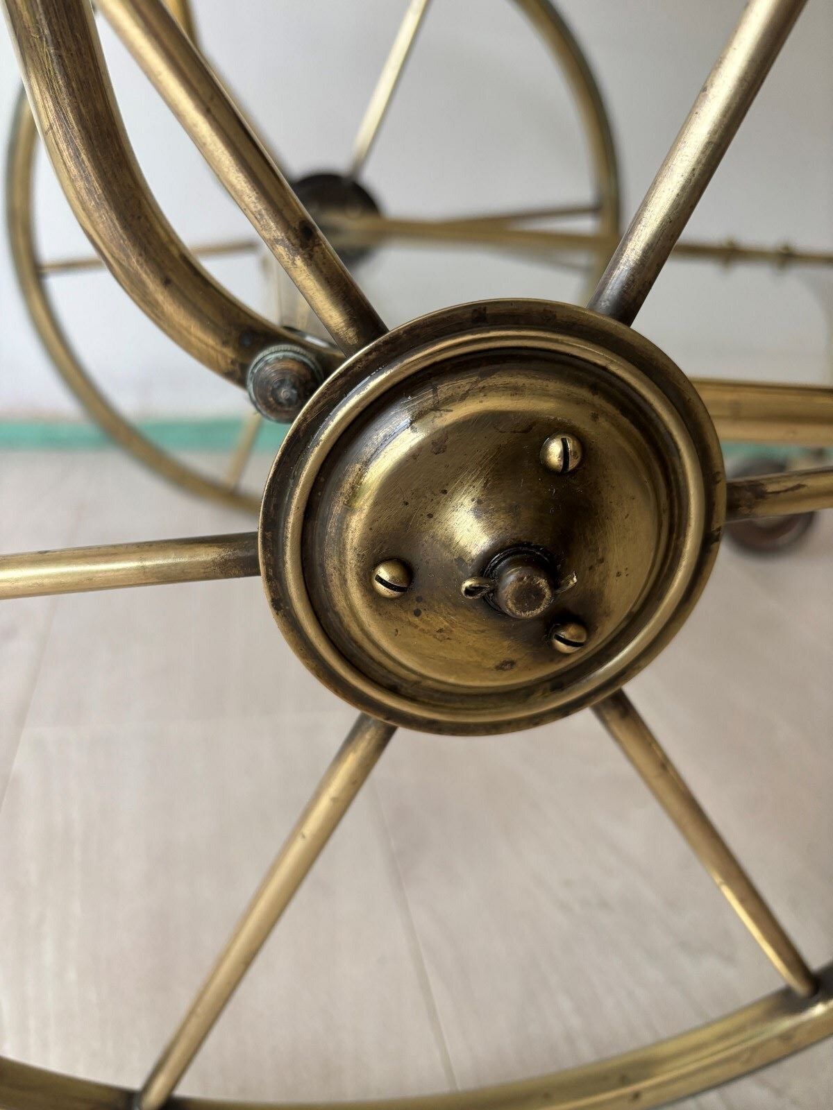 photo furniture Mid Century Bauhaus Brass Drinks Trolley
