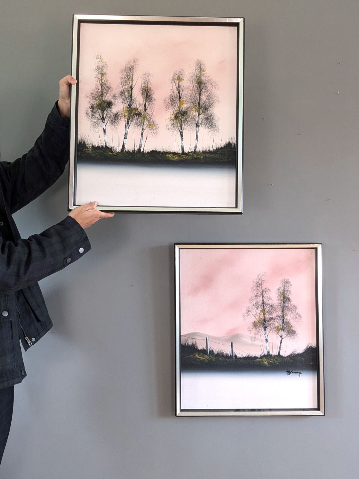 Blush Horizon (Set Of 2) Oil Painting photo furniture