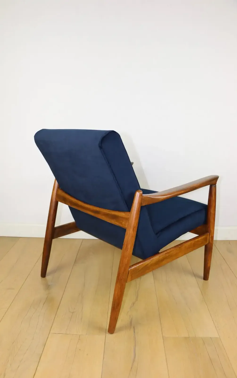 Gfm 64 Armchair, Designed By Edmund Homa From The 1970s, Navy Blue   Dark Wood photo 589.0