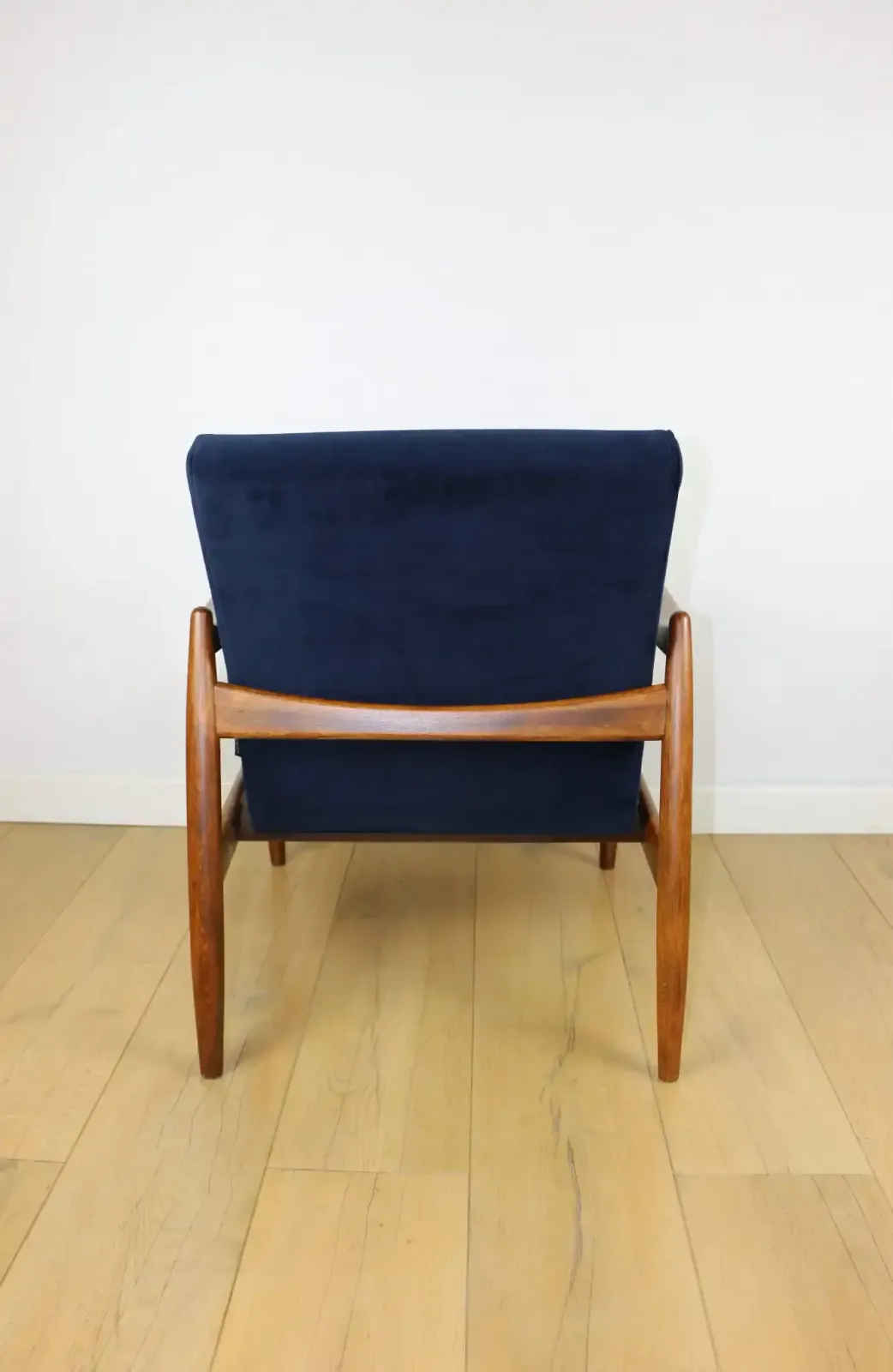 Gfm 64 Armchair, Designed By Edmund Homa From The 1970s, Navy Blue   Dark Wood photo vinterior