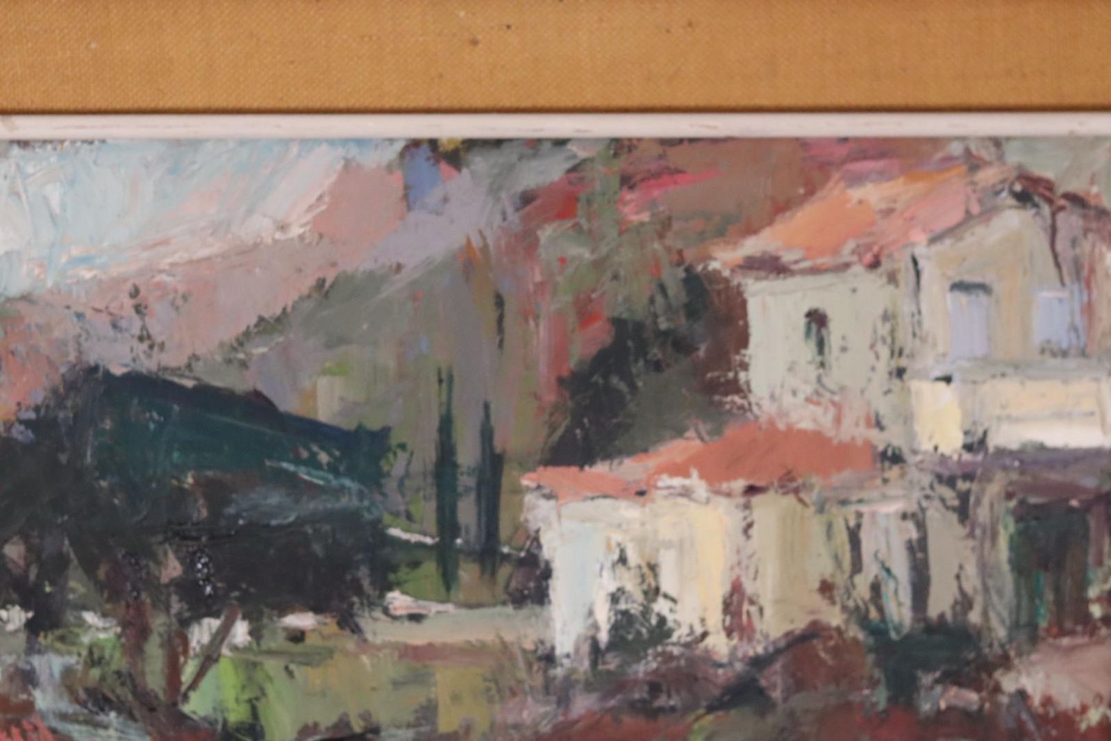 Original Mid Century Swedish Painting On Panel “Farm Motif” By Owe Wessbohn Vintage & Framed – 53 × 83 Cm (20.9" × 32.7") photo vinterior