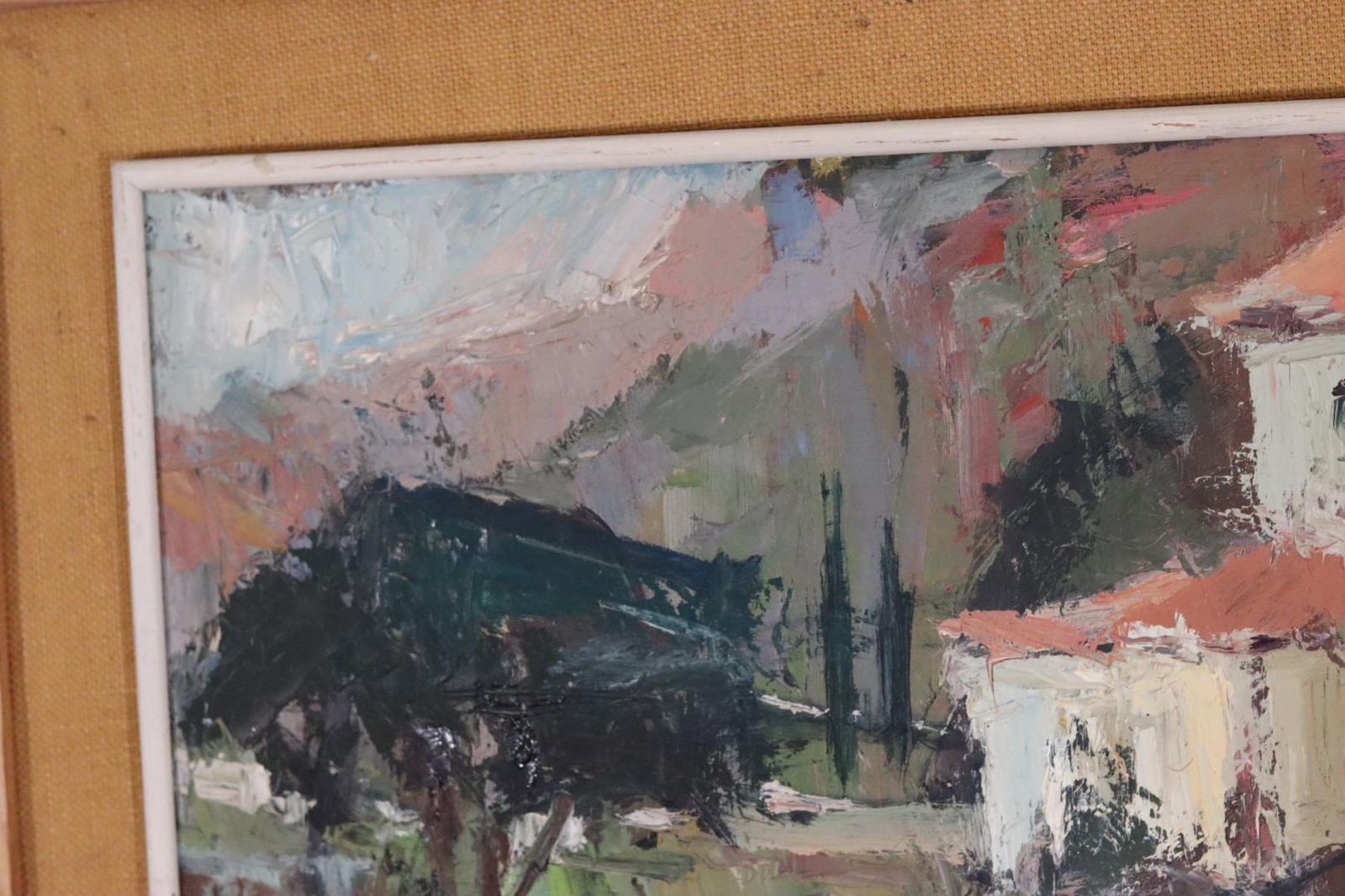 photo for sale Original Mid Century Swedish Painting On Panel “Farm Motif” By Owe Wessbohn Vintage & Framed – 53 × 83 Cm (20.9" × 32.7")